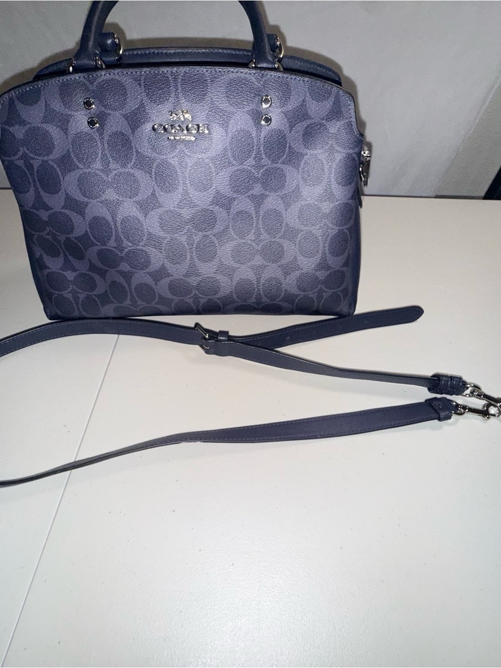 Coach Lillie Carryall Signature Canvas Denim Midnight navy blue 91132